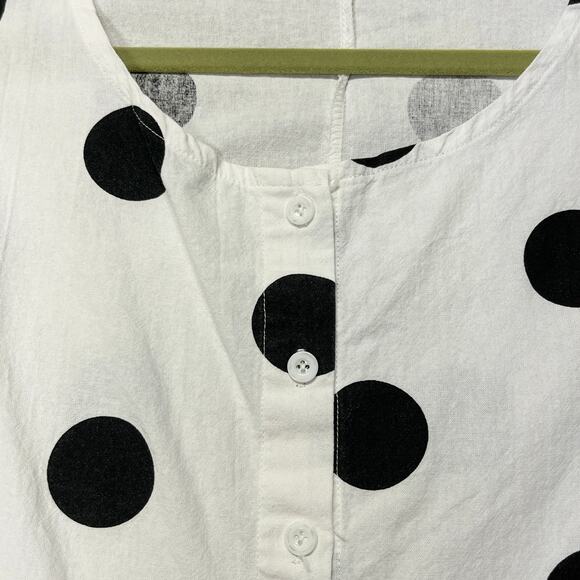 Womans Lightweight Boxy Cropped Polka Dot Blouse Size Medium - Picture 2 of 5